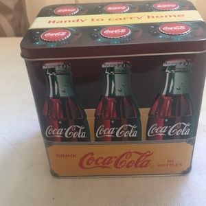 Coca Cola Tin Basket box with handle